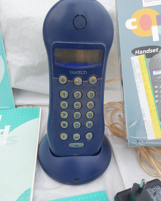 Telefono/cordless swatch telecom dect blu con base