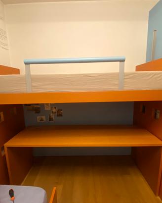 Letto a Soppalco Singolo con Scrivania Salvaspazio