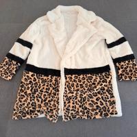 Giacca lunga in ecopelliccia maculata