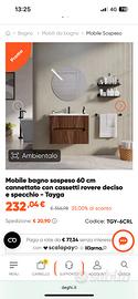 Mobile bagno lavabo 70 cm Deghe Tayga