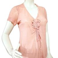 TWIN SET, MAGLIA TOP, LINO, ROSA CIPRIA, TG S