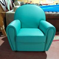 Poltrona Sofa in vera pelle pieno fiore celeste