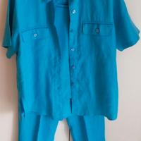 Completo 3 pezzi tg M Lino casacca, top, pantalone