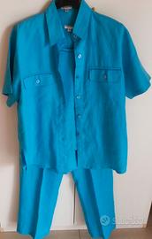Completo 3 pezzi tg M Lino casacca, top, pantalone
