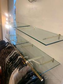 Mensole in cristallo da negozio con supporti