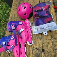 Pattini in linea roller e protezioni