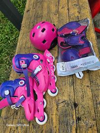 Pattini in linea roller e protezioni