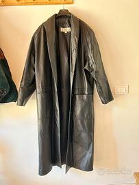 Trench Vintage "Matrix" in Vera Pelle Nera – Unise