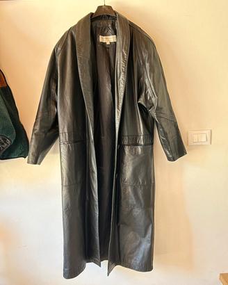 Trench Vintage "Matrix" in Vera Pelle Nera – Unise