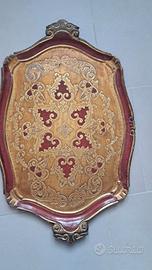 vassoio fiorentino vintage in legno 