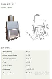 Termocamino a legna EUROSTEK 55 - 22KW ACQUA CALDA
