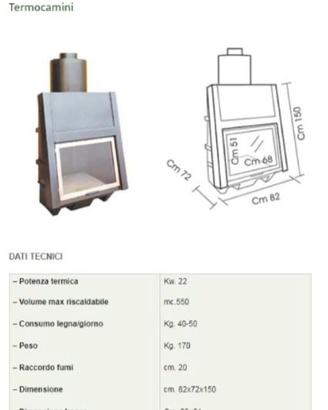 Termocamino a legna EUROSTEK 55 - 22KW ACQUA CALDA