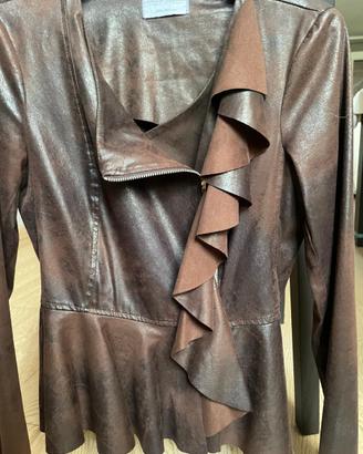 Rinascimento giacca in ecopelle marrone - S