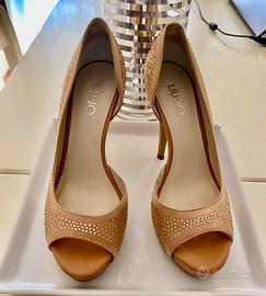 Scarpa alta con strass rosa nude