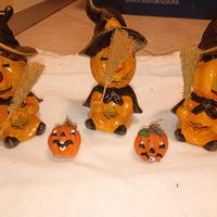 Porta candela decorazione Halloween scopa zucca