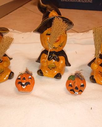Porta candela decorazione Halloween scopa zucca