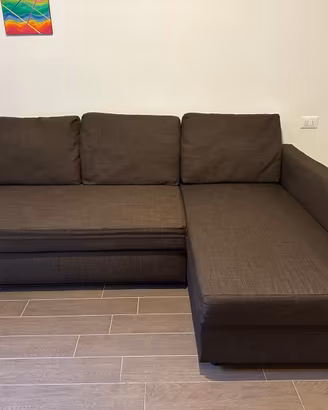 Divano letto contenitore in tessuto marrone
