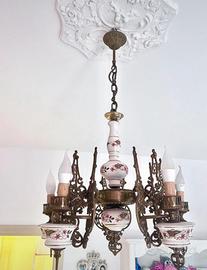 Lampadario vintage 5 bracci. Lampadario ottone