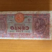 100 LIRE ITALIA TURRITA TESTINA 10/12/1944