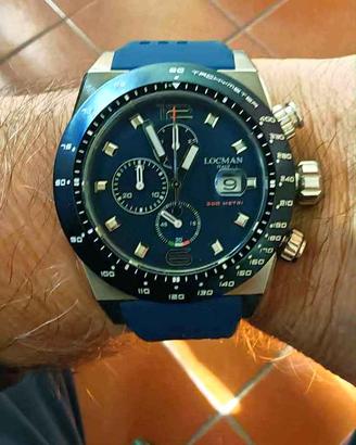 Cronografo Locman Stealth 300mt, blu silicone.