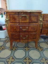 Coppia Comodini Antichi Stile Barocco Marmo