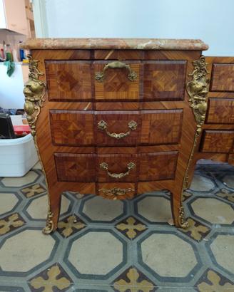 Coppia Comodini Antichi Stile Barocco Marmo