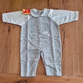 Tutina intera grigio-bianco 12 mesi-80cm
