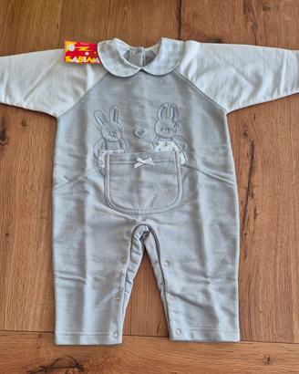 Tutina intera grigio-bianco 12 mesi-80cm