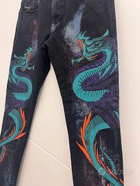 Jeans Diesel neri con stampa Drago – Taglia 31