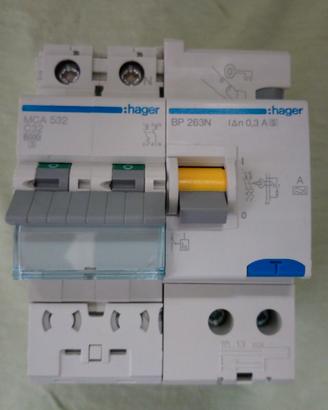 Magnetotermico differenziale Hager C32 0.3A