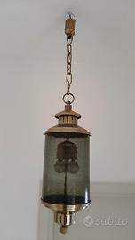 Lampadario in ottone brunito a 3 luci