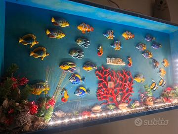 acquario con pesci in ceramica illuminato 