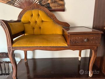 Panca vintage in legno con cassetto