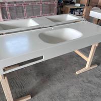 Top lavabo Corian® con portasciugamano 158x50