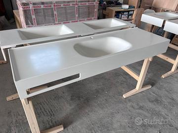 Top lavabo Corian® con portasciugamano 158x50