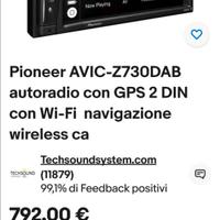 PIONEER AVIC Z 730 DAB Autoradio Navigatore 2 DIN 