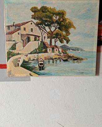 Quadro lago co barche 60x50