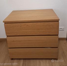 Cassettiera 3 cassetti rovere