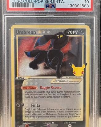 Umbreon gold star 17/17 gran festa 25 psa 10 ita