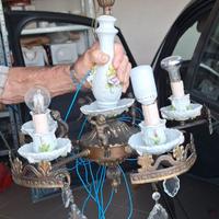 LAMPADARIO CAPODIMONTE ELETTRIFICATO 5 LUCI 100€