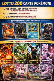 200 Carte Pokémon | Holo, V, EX | Lotto Premium 