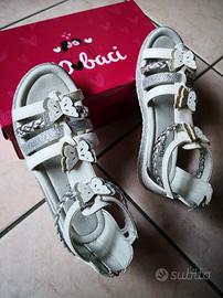 Sandali bianchi usati bambina con glitter  n. 34