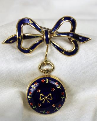 Spilla portafoto in oro 750 e smalti