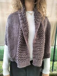 Giacca cardigan donna in lana merinos fatto a mano