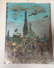 Incisione su lastra d argento maestro Tamburi