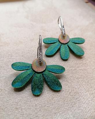 Orecchini pendenti margherita acciaio e pla