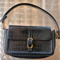 Borsa baguette, donna, stile vintage, nera, Mango