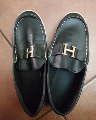 Mocassini Neri con Fibbia Oro – Suola Chunky 