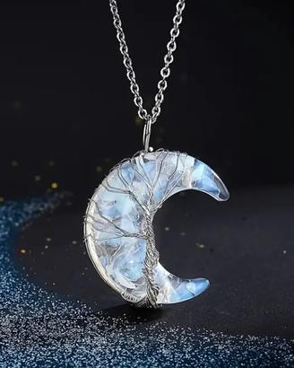 Collana argento 925 con ciondolo in pietra di luna