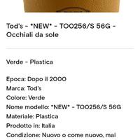 Occhiale da sole TOD'S ORIGINALE NUOVO